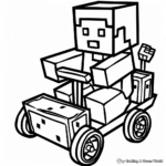 Minecraft Steve in Minecart Coloring Pages 4