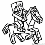 Minecraft Steve Riding Horse Coloring Pages 1