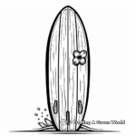 Minimalist Alaia Wooden Surfboard Coloring Pages 1