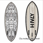 Minimalist Alaia Wooden Surfboard Coloring Pages 2