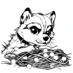 Mischievous Siberian Husky Puppy Tangled in Christmas Lights Coloring Pages 1