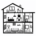 Modern Doll House Coloring Pages for Kids 3
