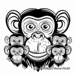 Monkey Face Family Coloring Pages: Male, Female, and Babies 1