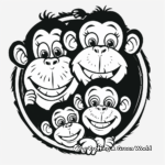 Monkey Face Family Coloring Pages: Male, Female, and Babies 2