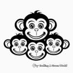 Monkey Face Family Coloring Pages: Male, Female, and Babies 4