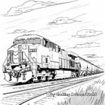 Monochrome Freight Train Coloring Pages for Adults 1