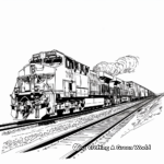 Monochrome Freight Train Coloring Pages for Adults 4