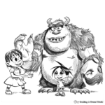 Monster's Inc Characters Coloring Pages 1