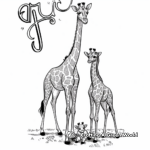 Mother and Baby Giraffe Coloring Pages 4