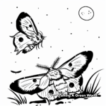 Moths in Night: Evening Scene Coloring Pages 2