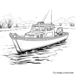 Canoa motorizada Barco de pesca Páginas para colorear 1