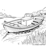 Canoa motorizada Barco de pesca Páginas para colorear 2