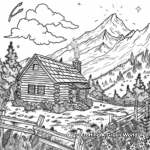 Mountain Scenery with Cabin Coloring Pages 3
