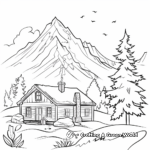 Mountain Scenery with Cabin Coloring Pages 4