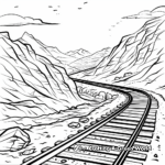 Mountainous Terrain Train Tracks Coloring Sheets 1
