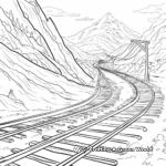 Mountainous Terrain Train Tracks Coloring Sheets 3