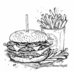 Mouth-Watering Burger and Fries Coloring Pages 1