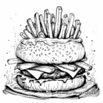 Mouth-Watering Burger and Fries Coloring Pages 4