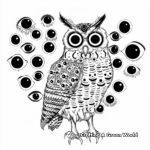 Multi-eyed Psychedelic Owl Coloring Sheets 3