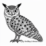 Multi-eyed Psychedelic Owl Coloring Sheets 4