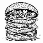 Multi-Layered Deluxe Burger Coloring Pages 1