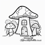 Mushroom House in the Forest: Nature-Scene Coloring Pages 1