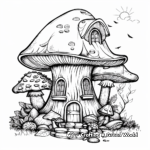 Mushroom House in the Forest: Nature-Scene Coloring Pages 2