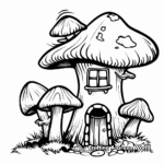 Mushroom House in the Forest: Nature-Scene Coloring Pages 3