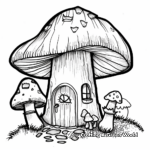 Mushroom House with Garden: Landscape Coloring Pages 1