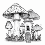 Mushroom House with Garden: Landscape Coloring Pages 3