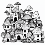 Mushroom Village Coloring Pages: Multiple Houses 1