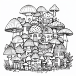 Mushroom Village Coloring Pages: Multiple Houses 2