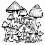 Mushroom Village Coloring Pages: Multiple Houses 4