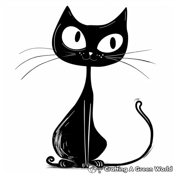 Mysterious Black Cat Coloring Pages 1