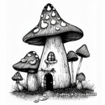 Mystical Fairy Mushroom House Coloring Pages 2