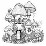 Mystical Fairy Mushroom House Coloring Pages 4