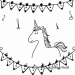 Mystical Unicorn with Birthday Garlands Coloring Pages 1