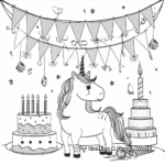 Mystical Unicorn with Birthday Garlands Coloring Pages 2