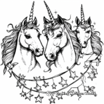 Mystical Unicorn with Birthday Garlands Coloring Pages 3