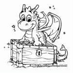 Mythical Dragon Guarding Treasure Chest Coloring Pages 1