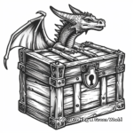 Mythical Dragon Guarding Treasure Chest Coloring Pages 3