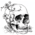 Nature-themed Skull Coloring Pages with Flowers and Vines 3