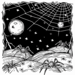 Night Scene Spider Web Coloring Pages 1
