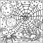 Night Scene Spider Web Coloring Pages 3