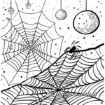 Night Scene Spider Web Coloring Pages 4