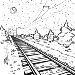 Night Scene with Glowing Train Tracks Coloring Pages 3