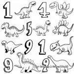 Number 1-10 Dinosaurs Themed Coloring Pages 1