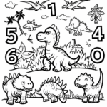 Number 1-10 Dinosaurs Themed Coloring Pages 2
