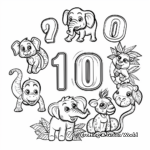 Number 1-10 Jungle Animals Coloring Pages 1