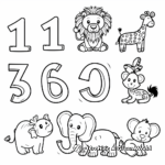 Number 1-10 Jungle Animals Coloring Pages 2